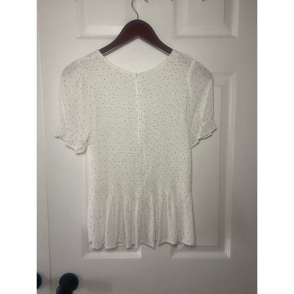 NWOT Mi Ami White Puff Sleeve Babydoll‎ Short Sleeve Blouse Size Medium - Picture 2 of 4